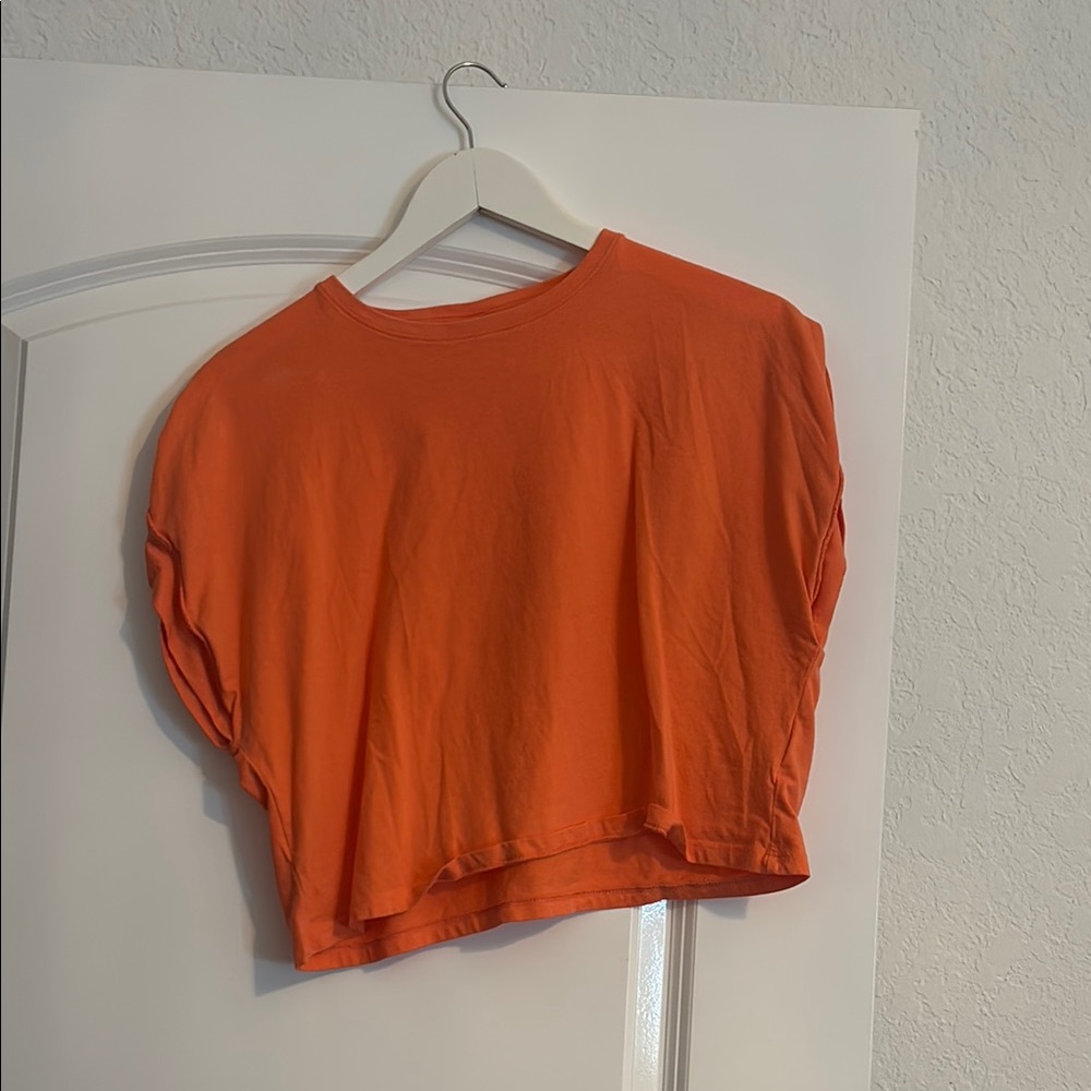 Zara Orange Puff Sleeve Crop Top